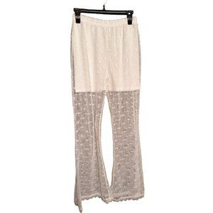 Sheer Lace Flared Summer Trouser Pants Elastic Waist Tall/Long